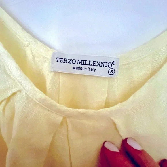 TERZO MILLENNIO PALE YELLOW LINEN MAXI DRESS - Size Small - NWOT - Picture 4 of 4